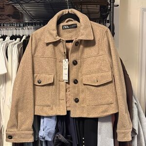 Zara Camel Button-Up Jacket